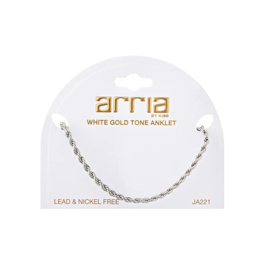 ARRIA Premium White Gold Tone Layered Heart Charm Chain Anklet (#206- #240)