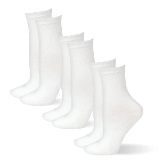 ARRIA 3 Pairs Basic Crew Socks (White)