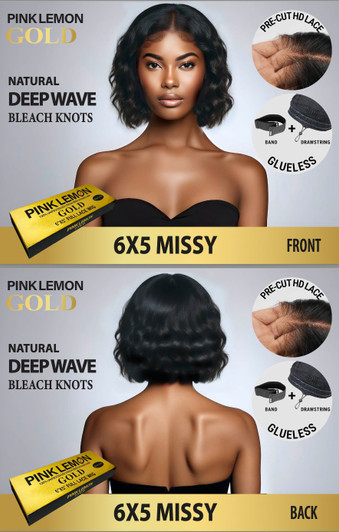15A PINK LEMON GOLD 100% Human Hair 6X5 Lace Front Wig - MISSY