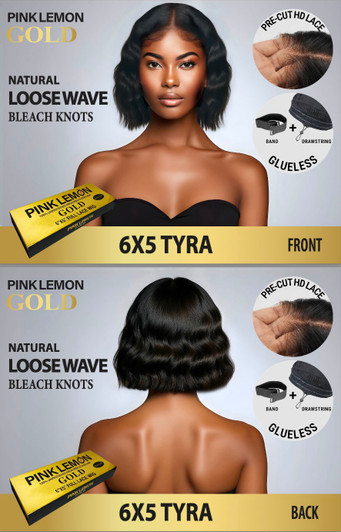 15A PINK LEMON GOLD 100% Human Hair 6X5 Lace Front Wig - TYRA