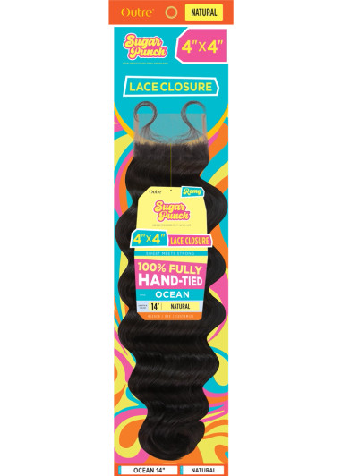 OUTRE 100 % Unprocessed Remy Human Hair Sugar Punch 4X4 HD Lace Closure - Ocean Wave (10"-12")