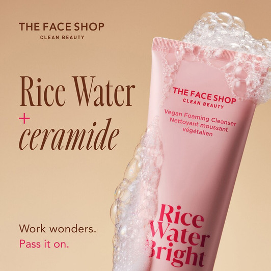 THE FACE SHOP Rice Water Bright Foaming Cleanser, Vegan (5oz)