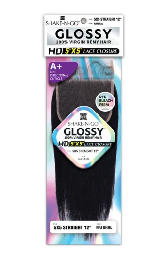 SHAKE N GO Glossy 100% Virgin Remy Hair 5X5 HD Lace Closure - Straight 12"
