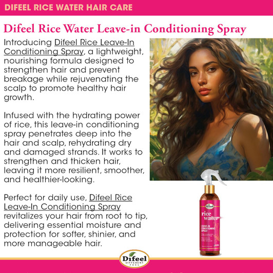Difeel Rice Water Leave-in Conditioning Spray (8oz)