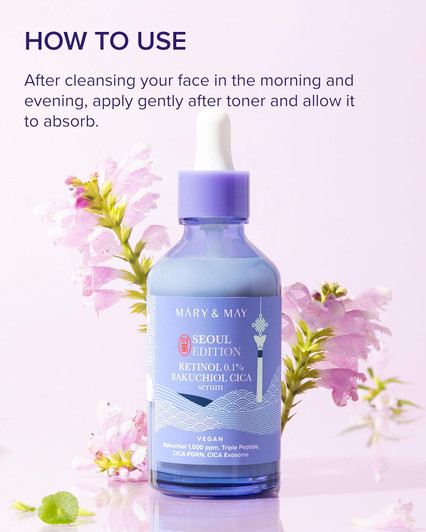 MARY & MAY Retinol 0.1% Bakuchiol Cica Serum (1.01oz)