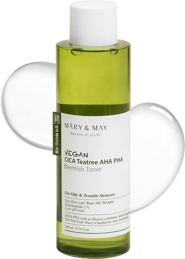 MARY & MAY Vegan CICA Tea Tree AHA PHA Blemish Toner (6.76oz)