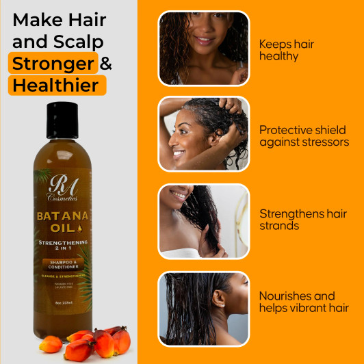 RA Cosmetics Batana Oil 2-in-1 Strengthening Shampoo & Conditioner (8oz)