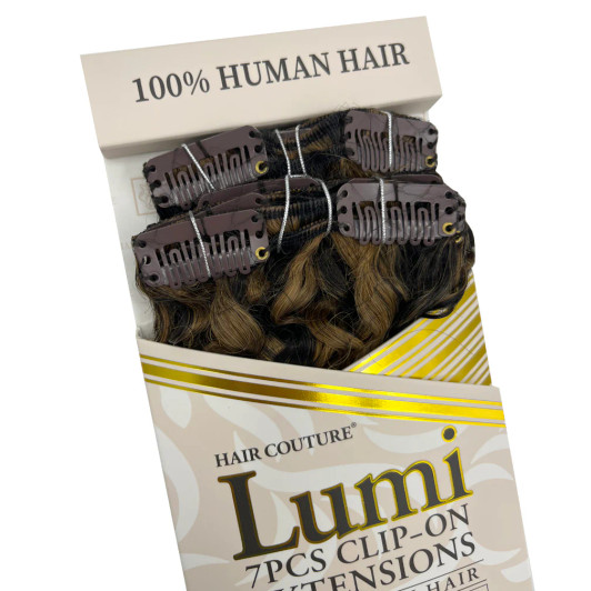 Hair Couture 100% Human Hair Extensions LUMI 7PCS Clip In - Jerry Wave (14"-18)