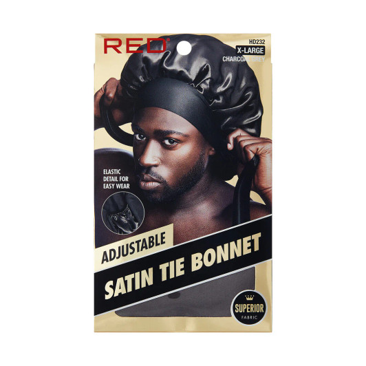 RED Adjustable Satin Tie Bonnet (X-Large & Braid Sizes)