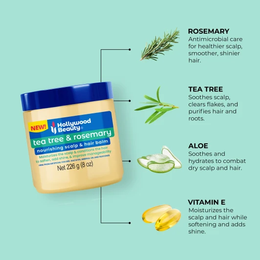Hollywood Beauty Tea Tree & Rosemary Nourishing Scalp & Hair Balm (8oz)
