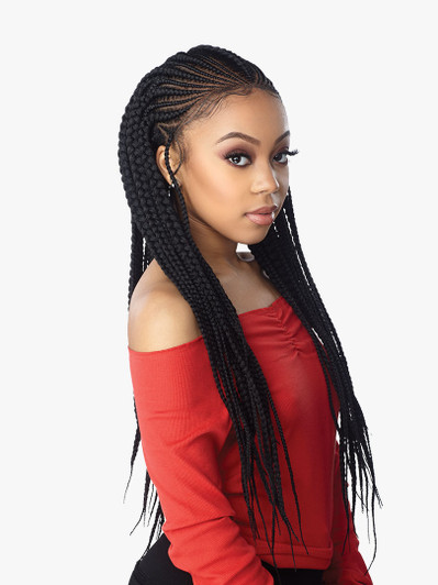 SENSATIONNEL Cloud 9 13x7 Swiss Lace Parting Wig - FEED IN FULANI CORNROW