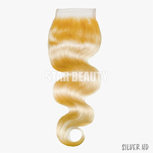 Silver Unprocessed 100% Virgin Remi Human Hair 4X4 HD Lace Closure - (613) STRAIGHT / BODY WAVE