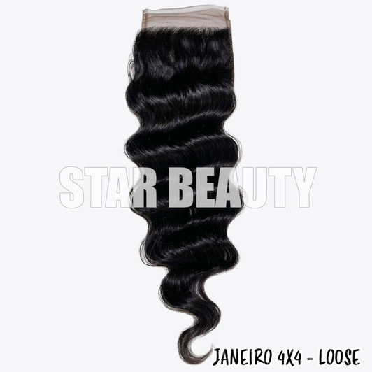 9A Janeiro Brazilian 100% Virgin Hair 4X4 Closure - Loose Wave 9A Janeiro Brazilian 100% Virgin Hair 4X4 Closure - Loose Wave