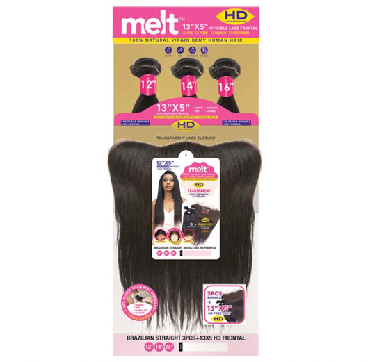 Janet Collection Melt 100% Natural Virgin Human Hair - Straight 3pcs + 13x5 HD Free Part Frontal