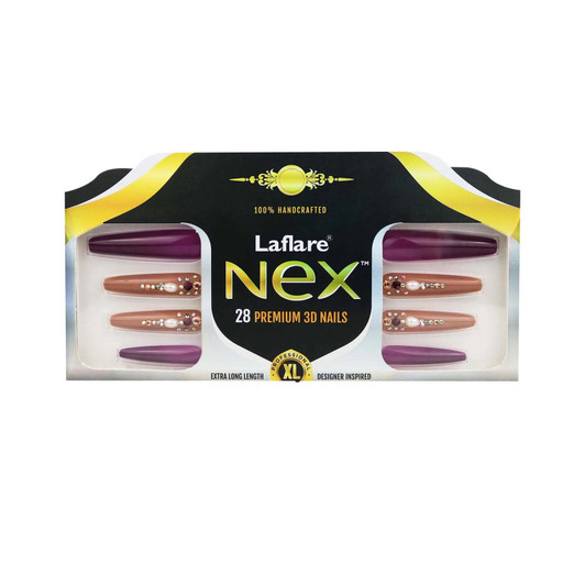 Laflare NEX 28 Premium 3D Nails - Extra Long Coffin