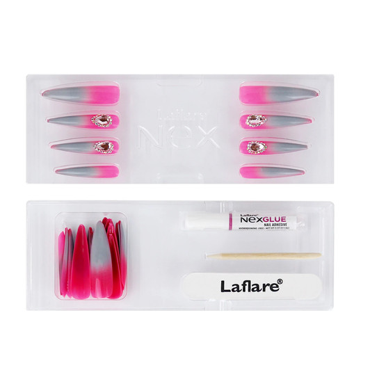 Laflare NEX 28 Premium 3D Nails - Stiletto Extra Long