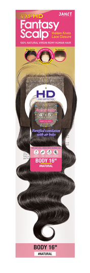Janet Collection Fantasy Scalp 4 x 5 Swiss Lace Closure – Body Wave (10"-16")