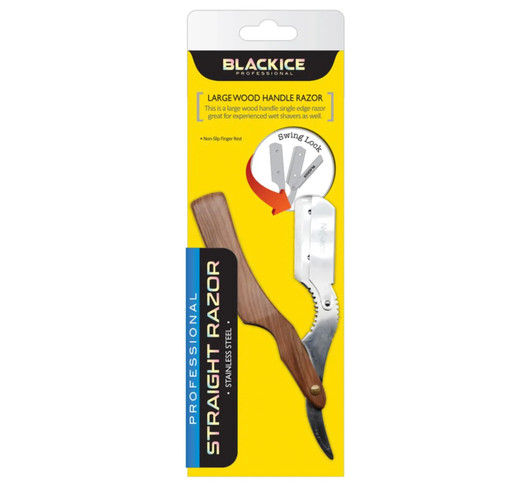 Black Ice Professional Large Wood Handle Straight Razor