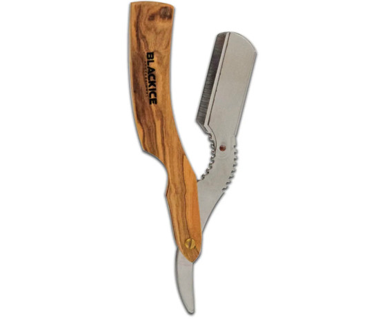 Black Ice Professional Large Wood Handle Straight Razor