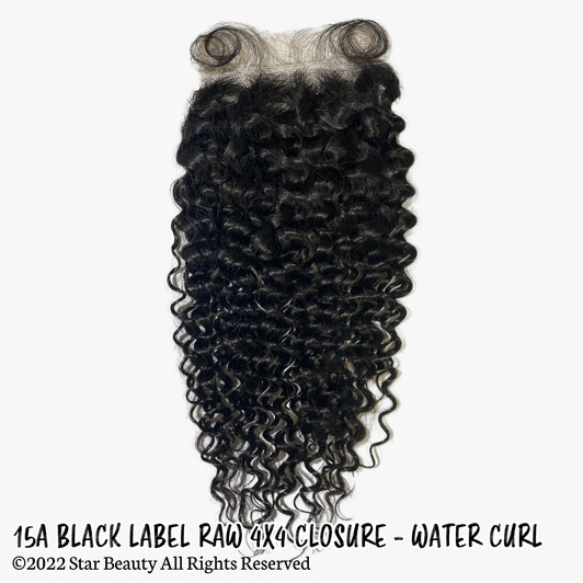 15A Black Label Raw Virgin Hair 4x4 HD Lace Closure - Water Curl (12"-14")