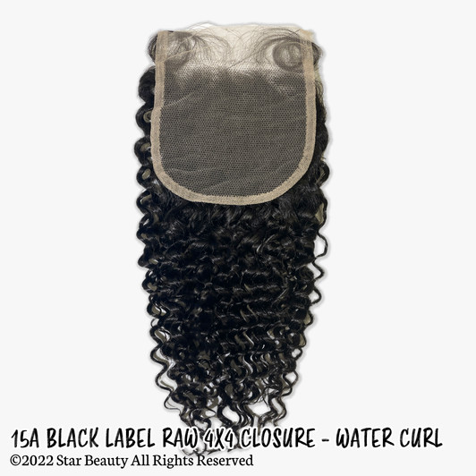 15A Black Label Raw Virgin Hair 4x4 HD Lace Closure - Water Curl (12"-14")