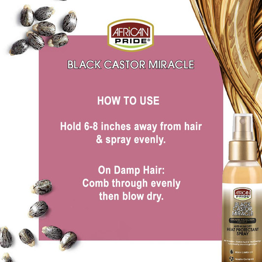 African Pride Black Castor Miracle Heat Protectant Spray