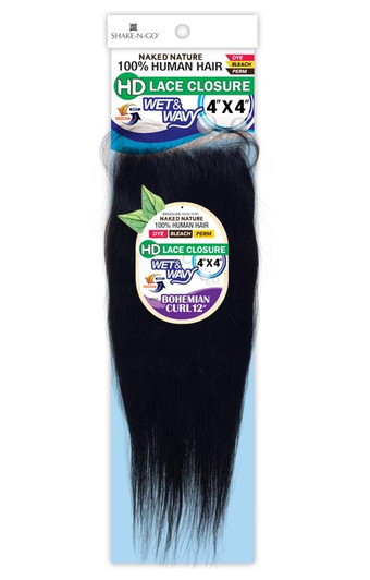 SHAKE N GO 100% Human Hair Wet & Wavy 4x4 HD Lace Closure - Bohemian Curl 12"
