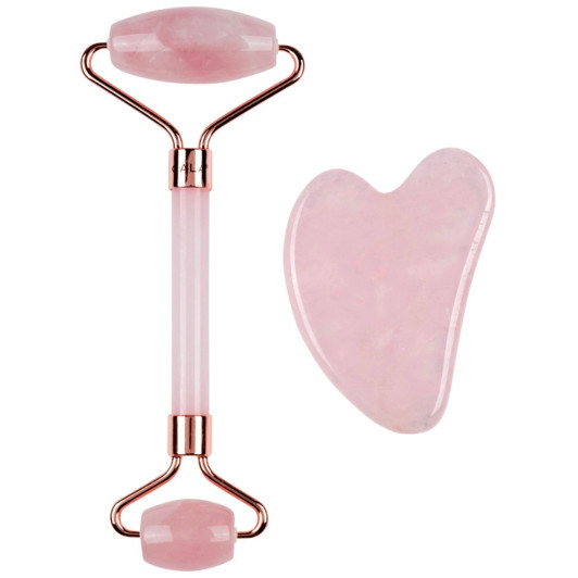CALA Rose Quartz Facial Roller & Gua Sha Set