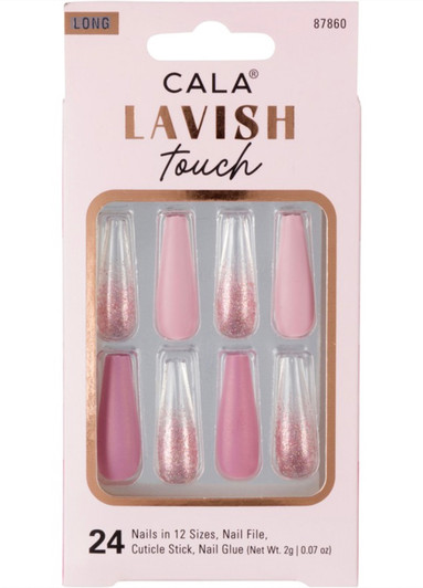 CALA Lavish Touch Long Coffin (Pink Glitter)
