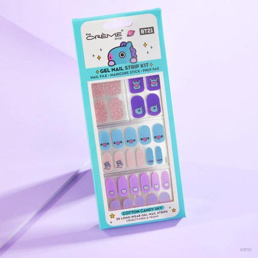 THE CREME SHOP BT21 MANG Cotton Candy Sky Gel Nail Strips (Set of 35)