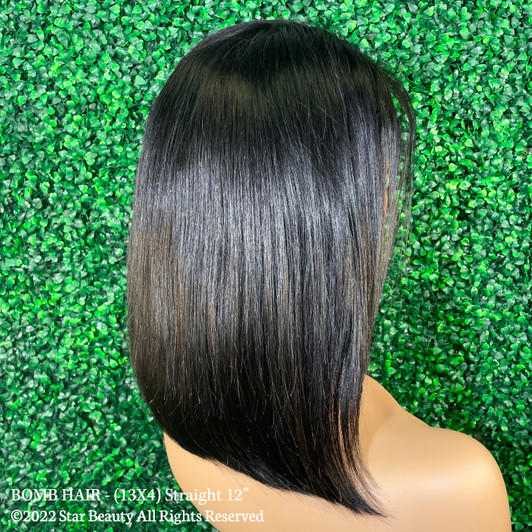 BOMB HAIR 100% Human Hair 13X4 Lace Frontal Wig - Straight (10"- 12")