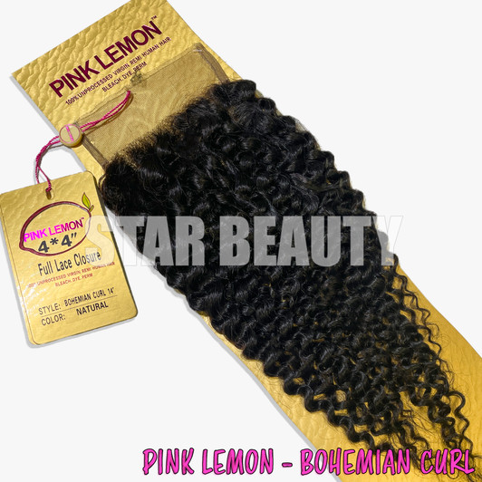 15A Pink Lemon 4X4 HD Full Lace Closure - Bohemian Curl
