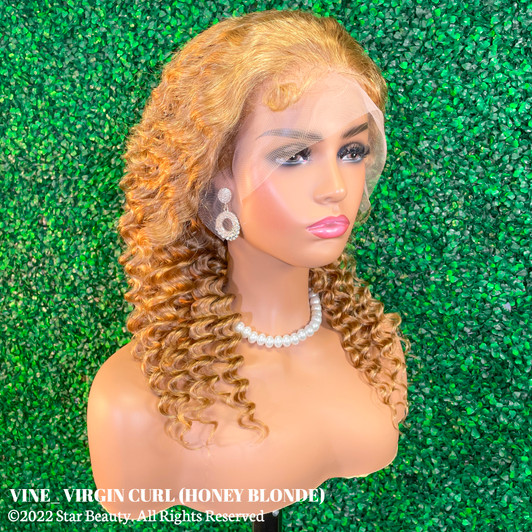 Vine Reserve Mink Brazilian 100% Human Remy HD 13x4 Lace Wig - V Curly (20"-22") [Honey Blonde]