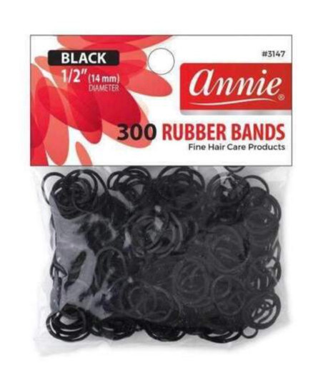 Annie Black Rubber Bands - Medium Size (300ct)