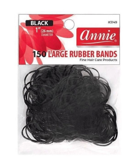 Annie Black Rubber Bands - Large Size (150ct)