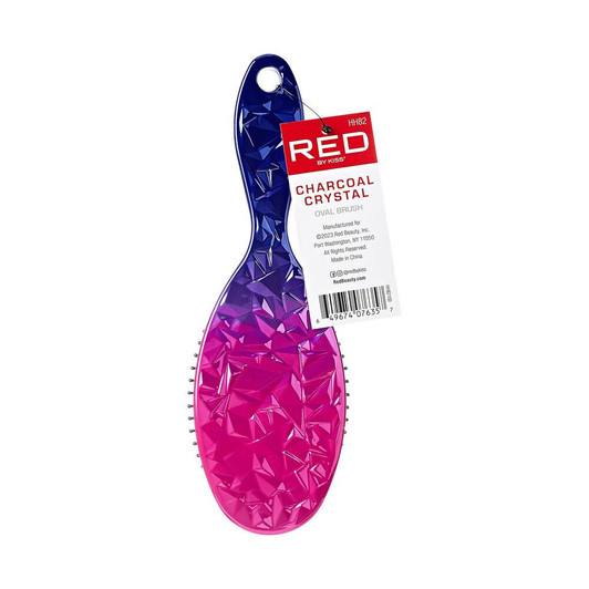 RED Crystal Charcoal Oval Paddle Brush
