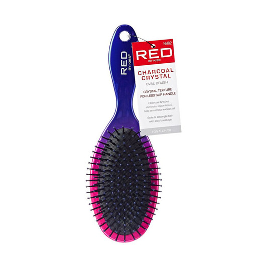 RED Crystal Charcoal Oval Paddle Brush