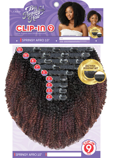 OUTRE Human Hair Premium Blend Big Beautiful Clip-In 9PCS - Springy AFRO 10"