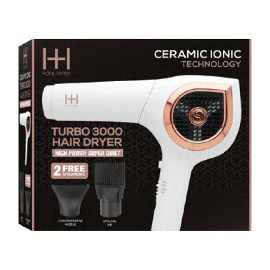 Annie Hot & Hotter Ceramic Ionic Turbo 3000 Hair Dryer White