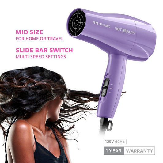 Hot Beauty Professional 1875 Ceramic Styling Dryer (Purple) Hot Beauty Professional 1875 Ceramic Styling Dryer (Purple)