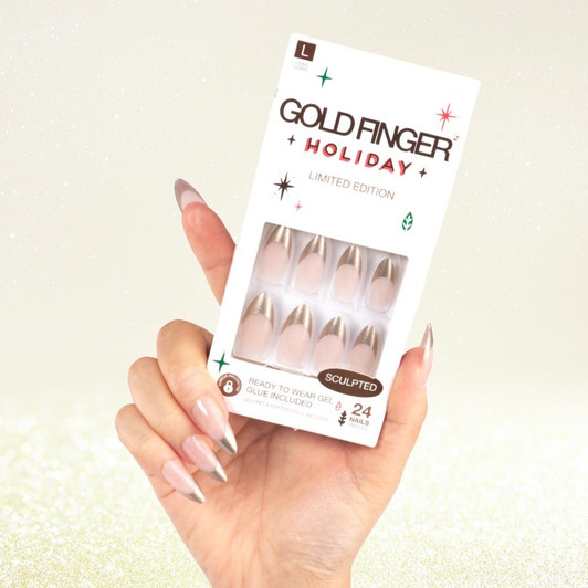 KISS Gold Finger 2023 Holiday Limited Edition Nails - Gold Sparkles