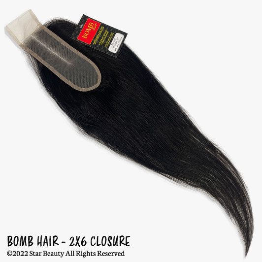 BOMB HAIR 100% Human Hair 2X6 Closure - Straight (12"-16") BOMB HAIR 100% Human Hair 2X6 Closure - Straight (12"-16")