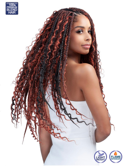 Bobbi Boss Human Hair Blend Crochet Braids - Deep Curl Boho Box Braid 24"