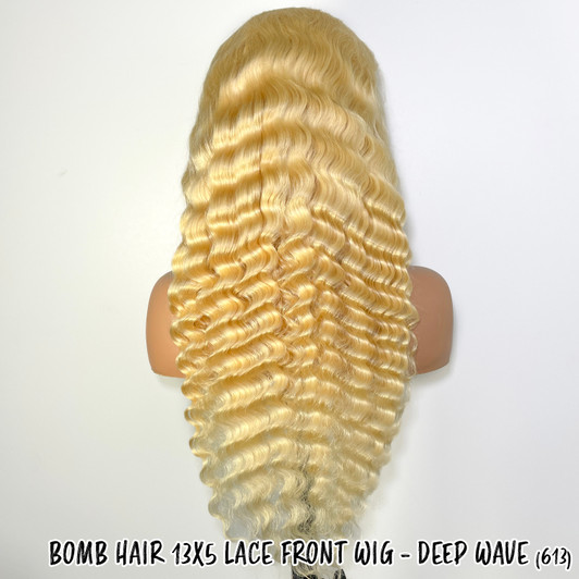 BOMB HAIR 100% Human Hair 13X5 Lace Frontal Wig - Deep Wave (613)