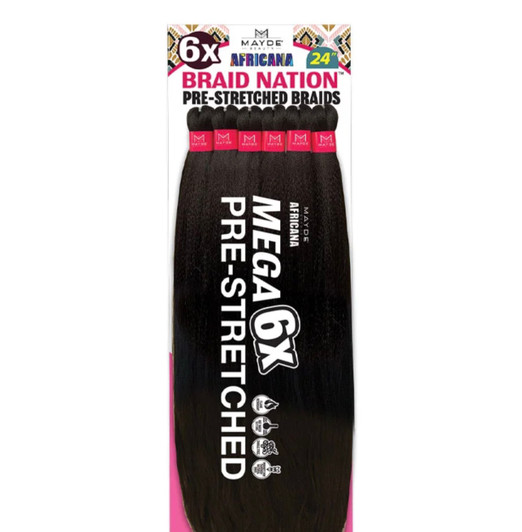 Mayde Beauty Synthetic Crochet Braids - 6X BRAID NATION 24"