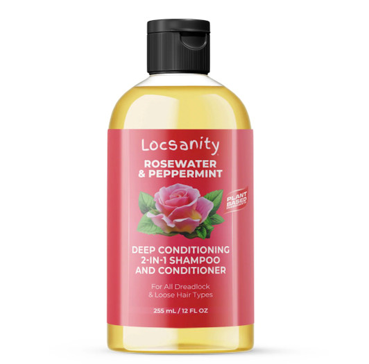 LOCSANITY Rosewater & Peppermint Deep Conditioning 2 IN 1 Shampoo Conditioner (12 oz)