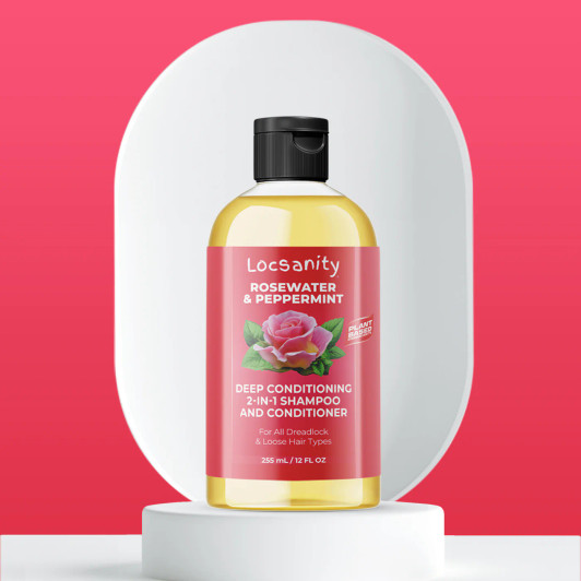 LOCSANITY Rosewater & Peppermint Deep Conditioning 2 IN 1 Shampoo Conditioner (12 oz)
