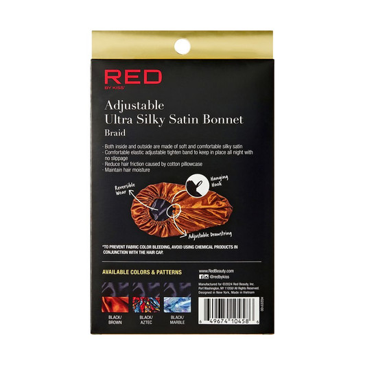 RED Adjustable Ultra Silky Satin Bonnet Braid
