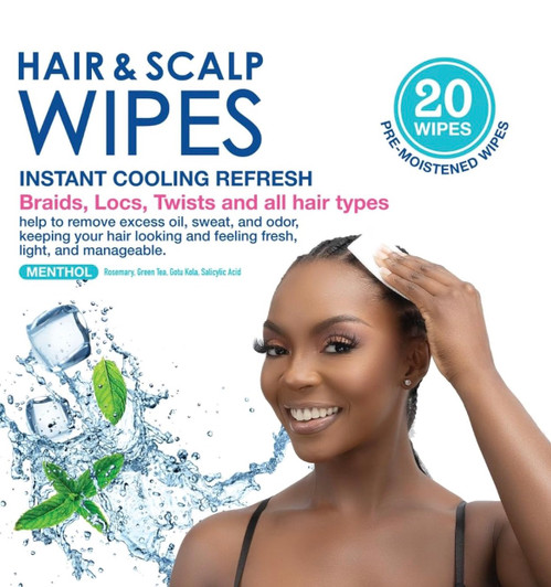 ESHA Hair & Scalp Wipes: Instant Cooling Refresh For Braids (20 Sheets)