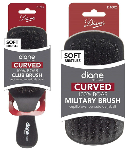 DIANE Curved 100% Boar Brush Soft Bristles